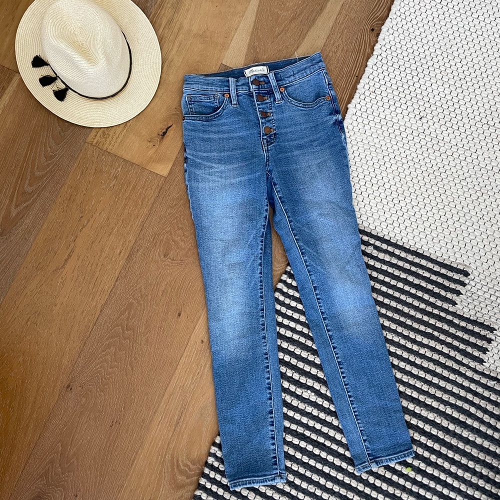 Madewell 9” Mid Rise Skinny Crop Button Fly Jeans Size 24